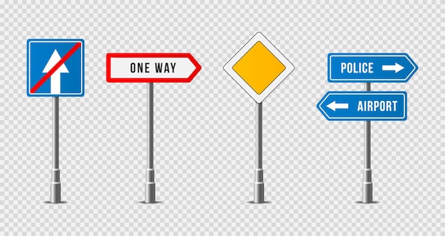Satz realistische Verkehrszeichen Straßenschildsymbol