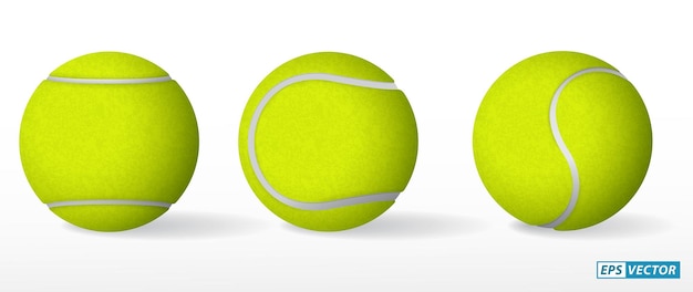 Satz realistischer tennisball isoliert oder tennisball grün gelb detailliert.