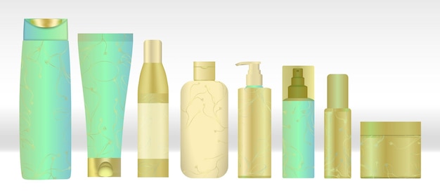 Vektor satz realistischer verpackungen für luxuriöse kosmetikprodukte