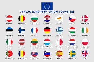 Satz runde flaggen der eu-länder
