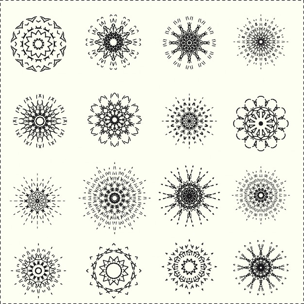 Satz runde geometrische Verzierungen