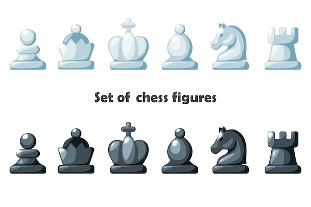 Satz schachfiguren für schachstrategie-brettspiel schwarz-weiß-schachfiguren
