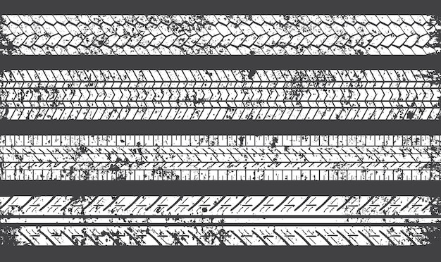 Vektor satz schmutziger reifenspuren