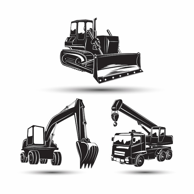 Satz schwere Baumaschinen