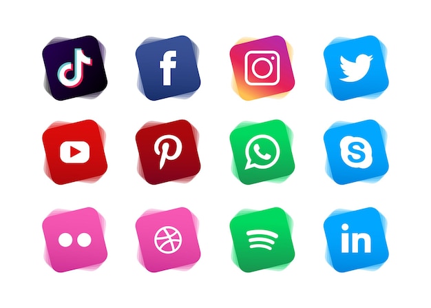 Satz Social Media Logo Sammlung mit Farbverlauf