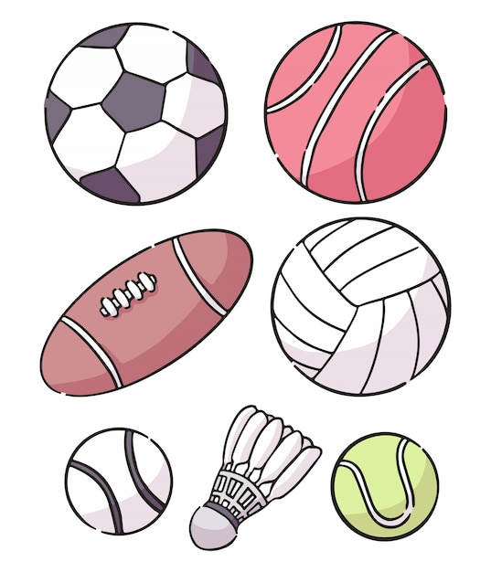 Satz sportball illustration gekritzel sammlung