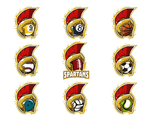 Vektor satz sportball spartanisches teamlogo