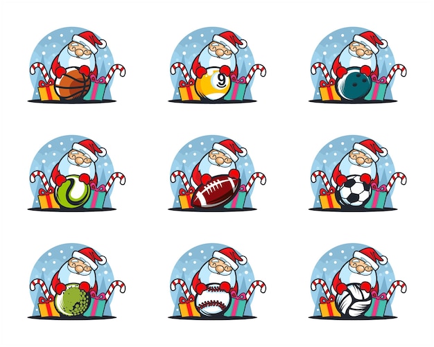 Satz sportball-weihnachtsmotivlogo