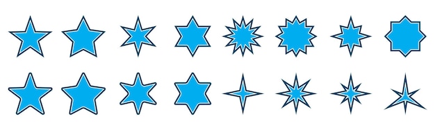 Vektor satz sterne - vektor. vektorsternikonen lokalisiert. blauer stern-symbol. flaches design
