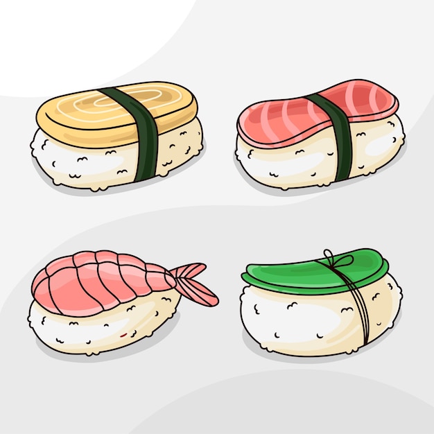 Satz süße sushi-cartoon-illustration