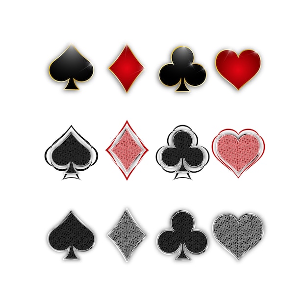Vektor satz symbolkartenstapel für das spielen von poker und von kasino.
