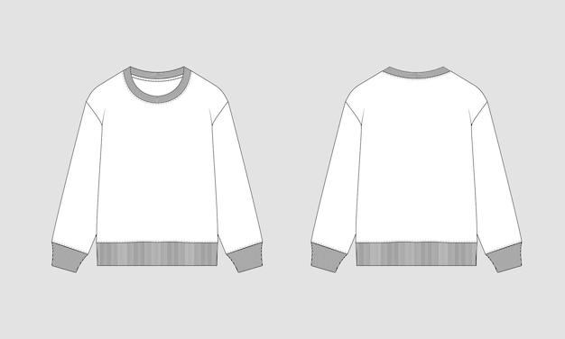 Satz technischer modeillustration des weißen sweatshirts