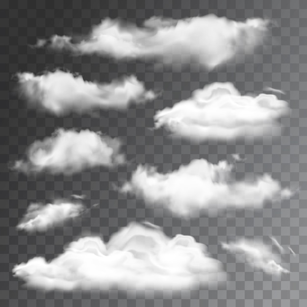 Satz transparenter realistischer Wolken. Illustration