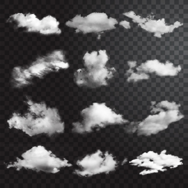 Satz transparenter verschiedener Wolken.