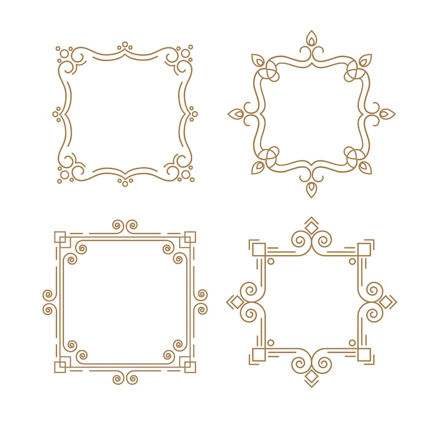 Satz umrissembleme linienrahmen-monogramm-entwurfsschablone