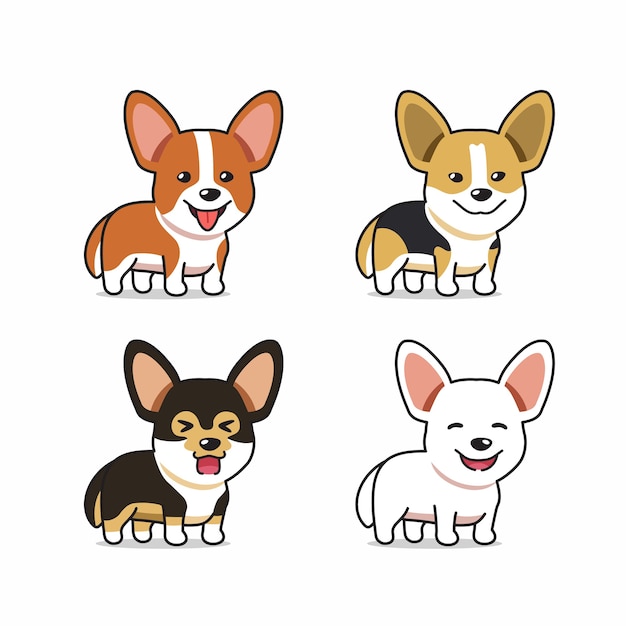 Satz vektorkarikaturcharakter corgi-hund