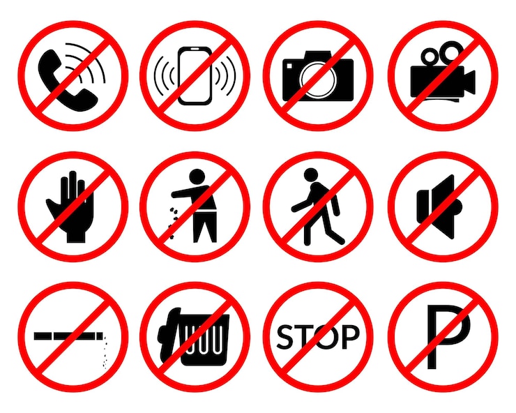 Vektor satz verbotener zeichen oder vorsichtszeichen-symbol