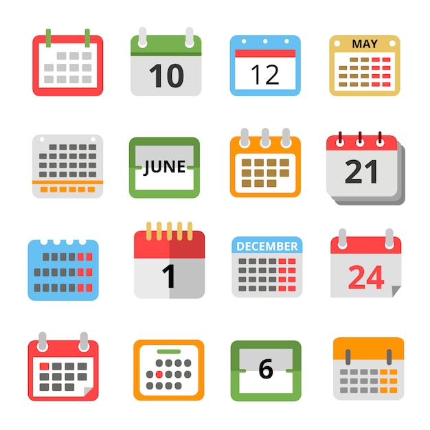 Vektor satz verschiedene kalender in der flachen art.