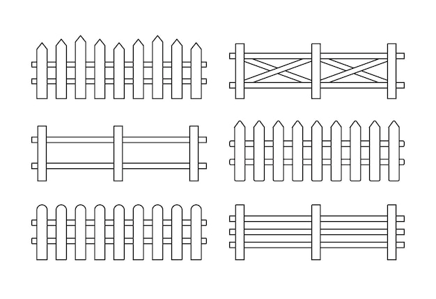 Satz verschiedene zäune isoliert auf weißem hintergrund