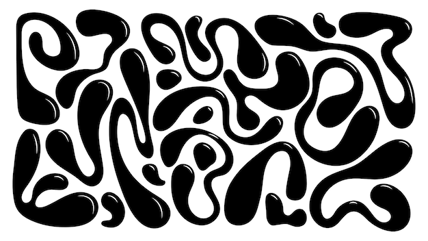 Satz verschiedener retroabstrakter Elemente Flüssige Elemente im 2000er-Stil Flexible Formen für Webdesign