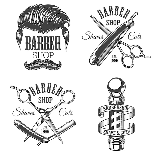 Vektor satz vintage barbershop embleme
