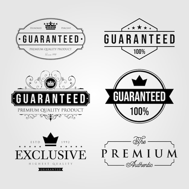 Satz vintage premium retro garantiert label logo illustration
