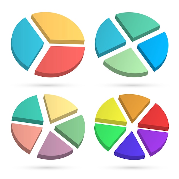 Satz von 3d-kuchen statistiken surround-infografiken stil isoliert