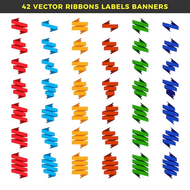 Vektor satz von 42 vektorbändern beschriftet fahnen moderne einfache bänder und etikettensammlung