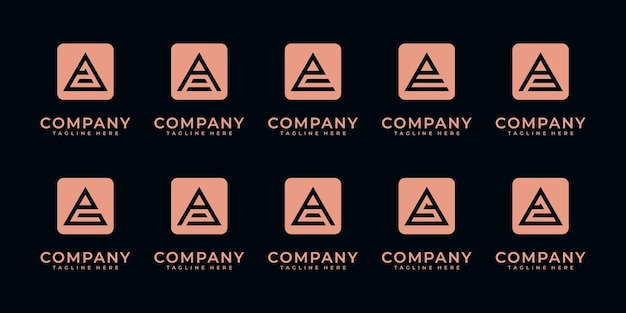 Satz von abstrakten Initialen a und etc. Monogramm-Logo-Design, Ikonengeschäft von Luxus, elegant und zufällig