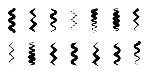 Vektor satz von abstrakten wellenförmigen elementen und wackeligen formen vektorgrafiken schwarz-weiße freiformzeichen