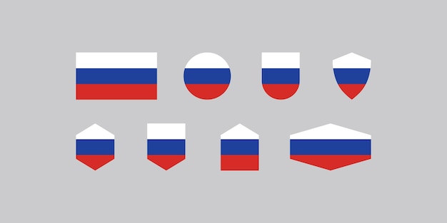 Satz von abzeichen russland flagge vektor-design-vorlage