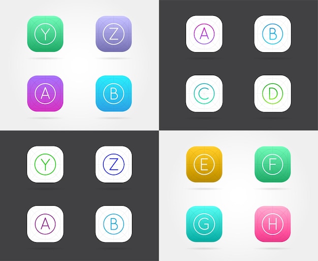Satz von App-Icon-Vorlagen mit Richtlinien Vector Fresh Color