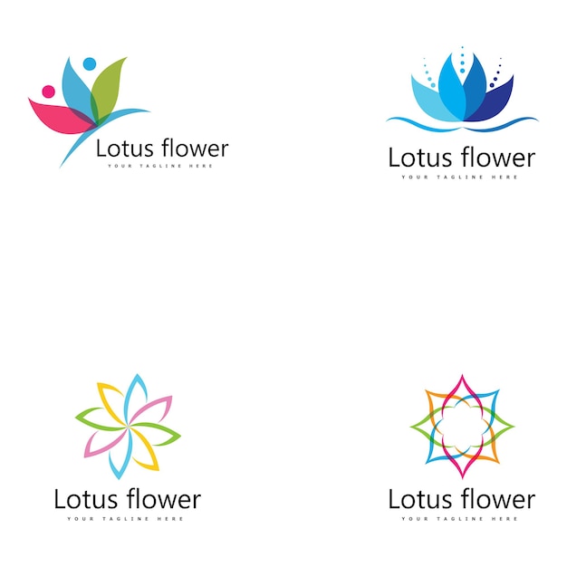 Satz von beauty-vektor-lotusblumen-design-logo-vorlage-symbol