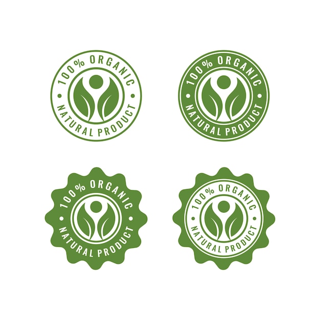 Satz von bio-lebensmitteln natural label aufkleber logo-design