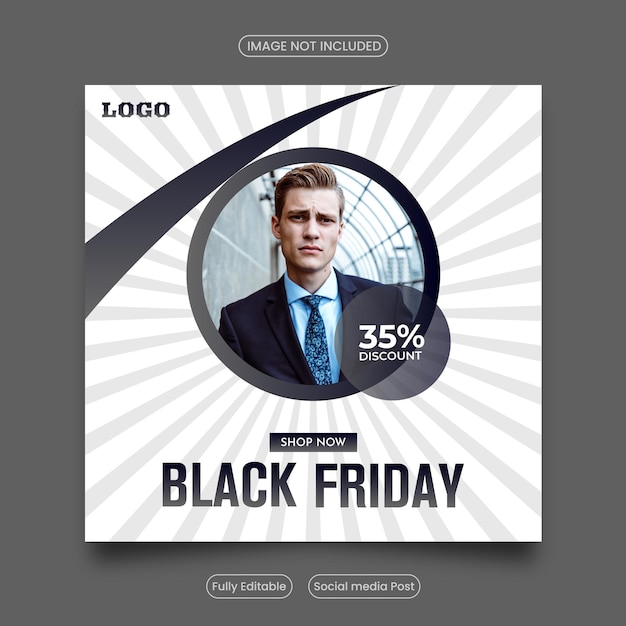 Satz von black friday sale social media pack template und instagram post