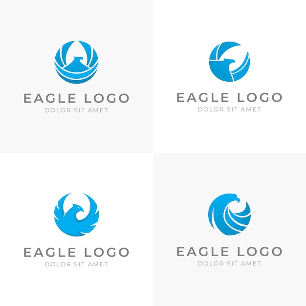 Vektor satz von blue eagle logo design in runder form