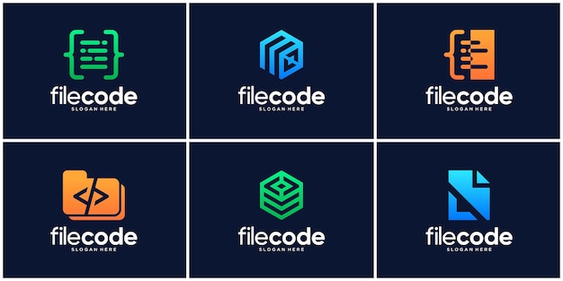 Satz von Code- und Dokumentensymbol-Logo-Design-Vorlagen