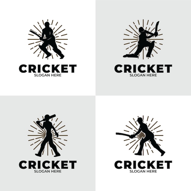 Satz von cricket-spieler-logo-design-vorlage