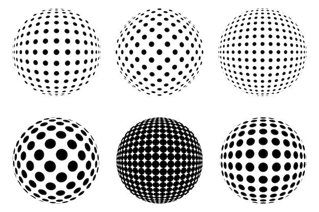 Satz von dekorativen gepunkteten Kugeln isoliert 3D-Stil Abstrakte Bälle mit Kreismustern