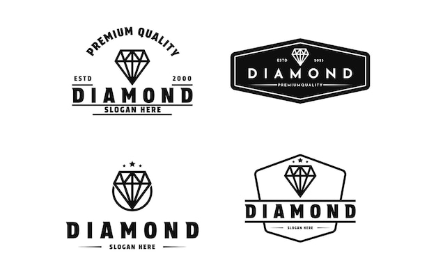 Satz von diamanten luxus-logo-design vintage-retro-label