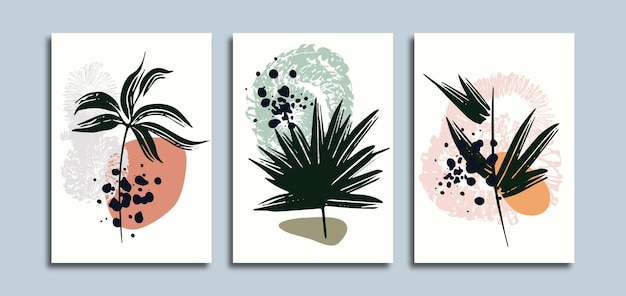 Satz von drei Silhouette Palmblättern Poster Hintergrund