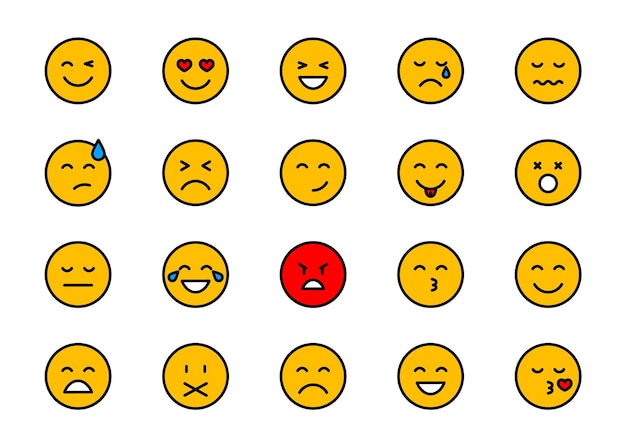 Vektor satz von emoticons lineare icons