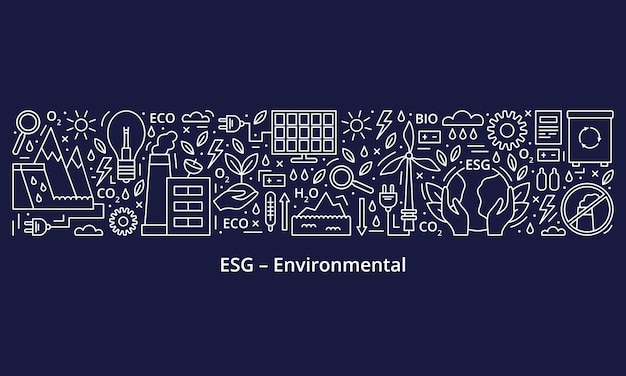 Vektor satz von esg eco bio-symbolen esg-umweltkriterien banner-vorlage vektorillustration