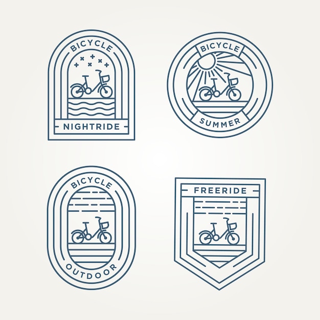 Satz von fahrrad minimalistische linie kunst abzeichen symbol logo vektor illustration design