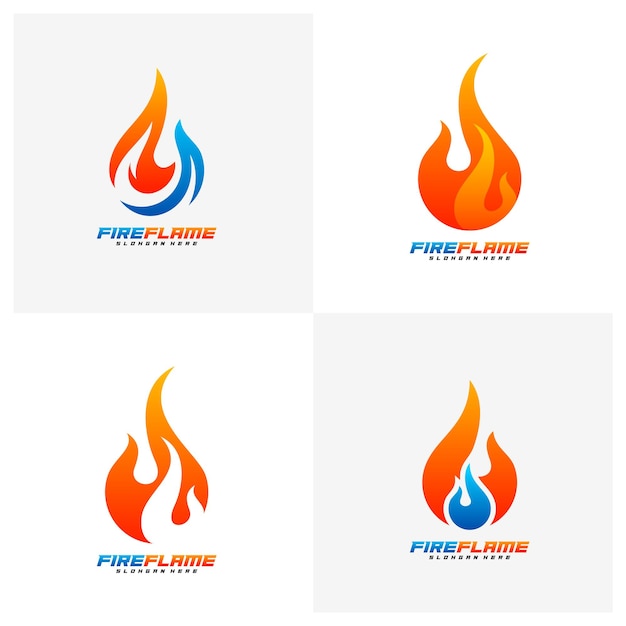 Satz von flammen-logo-design-vektor feuer-logo-vorlage blaze-symbol symbol kreatives design illustration