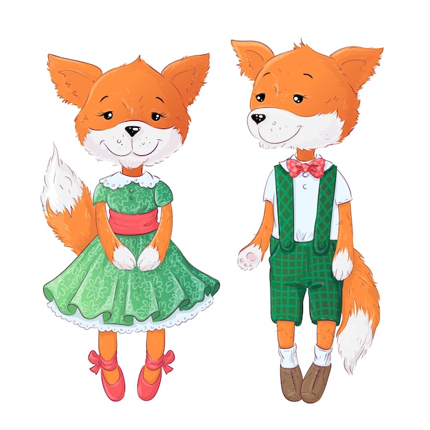 Satz von fuchs und fuchs. handzeichnung vektor-illustration