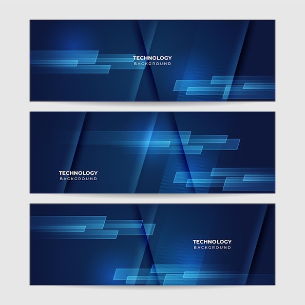 Satz von futuristischen Technologie digitale abstrakte dunkelblaue farbenfrohe Design-Banner Vektor abstrakte Grafikdesign-Banner-Muster-Hintergrund-Web-Vorlage