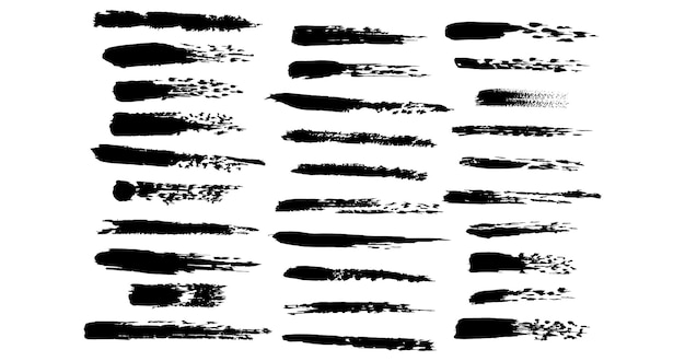 Satz von gezeichneten schwarzen Pinselstrichen des Vektors grunge dekorative grafische Elemente