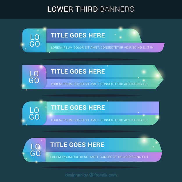Satz von glänzenden unteren dritten bannern