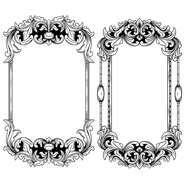 Satz von gravierenden Ornamentrahmenelementen für das Design